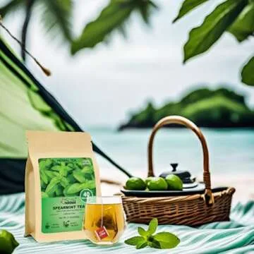 FullChea - Spearmint Tea Bags, 40 Teabags, 1.5g/bag - Premium Spearmint Leaves - Non-GMO - Caffeine-free - High in Antioxidant & Support Digestion