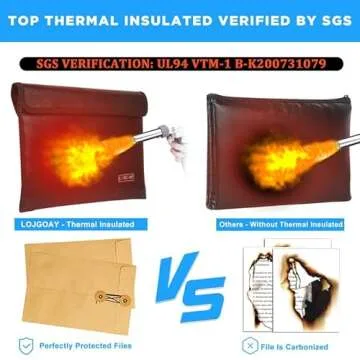 Fireproof Document Bag - with 5200°F Heat Insulated, Waterproof Fireproof Bag with Zipper, 8 Layers of Functional Materials, Fireproof Money Bag for Cash/Documents/Valuables, Fire bag 11"x7.7"