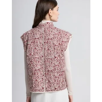 Flygo Floral Quilted Puffer Vest for Women Stylish and Lightweight