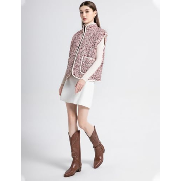 Flygo Floral Quilted Puffer Vest for Women Stylish and Lightweight