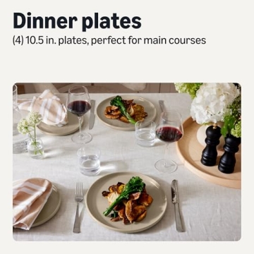 Stylish 4-Piece Dinnerware Set: Glazed Stoneware Plates for Every Meal