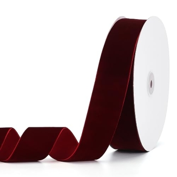 Pieaary Burgundy Velvet Ribbon 1-1/2" x 20Yd,Great for Gift Wrapping,Hair Bows Making, Wreaths,Weddi...