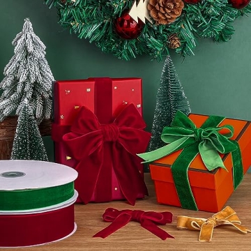 Pieaary Burgundy Velvet Ribbon 1-1/2" x 20 yards for Gift Wrapping