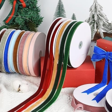 Pieaary Burgundy Velvet Ribbon 1-1/2" x 20 yards for Gift Wrapping