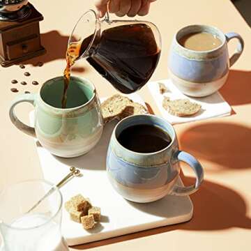 LIFVER 21 Oz Large Ceramic Coffee Mug, Stoneware Coffee Mugs Set of 2, Big Tea Cup for Office and Ho...