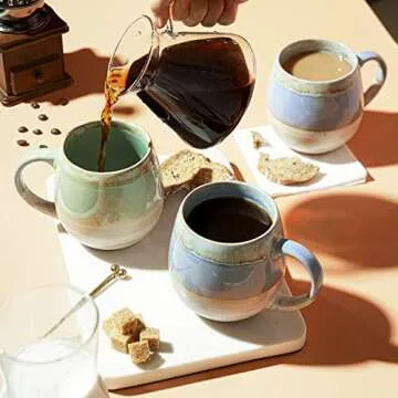 LIFVER 21 Oz Large Ceramic Coffee Mug, Stoneware Coffee Mugs Set of 2, Big Tea Cup for Office and Ho...