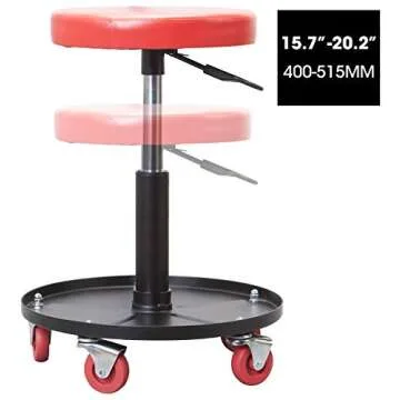 Rolling Pneumatic Creeper Stool with Tool Tray Storage