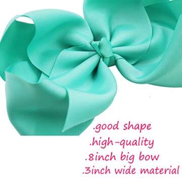 16Pcs 8 Inch Hair Bows Girls Large Big Boutique Grosgrain Ribbon Hair Bows Alligator Hair Clips Hair Accessories For Baby Girls Toddlers Kids Children Teens