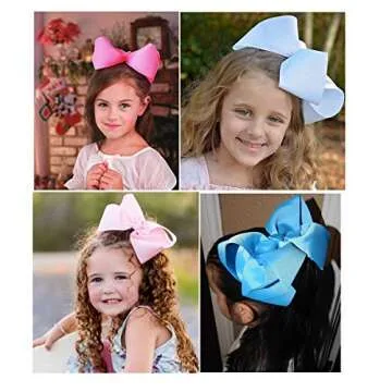 16 Pcs Large Grosgrain Hair Bows for Girls
