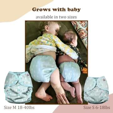 Mama Koala Reusable Adjustable Cloth Diaper Covers with Double Gusset for girls and boys, Snap Closure, Size M(Simply Neautrals)
