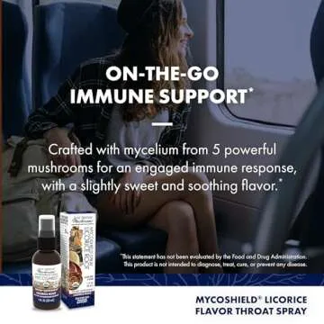 Host Defense MycoShield Throat Spray - Immune Health Support - Dietary Mushroom Supplement with Chaga, Reishi, Turkey Tail & More - On-The-Go Immune Support - Licorice Root, 1 fl oz (71 Servings)*