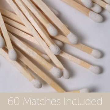 Glass Match Cloche - Matches Included | Cloche Match Holder with Striker | Matches in a Jar | 60 Mat...