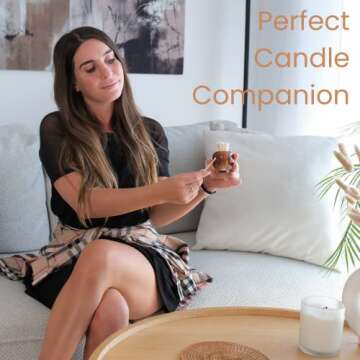 Glass Match Cloche - Matches Included | Cloche Match Holder with Striker | Matches in a Jar | 60 Matches for Candles (60 White Decorative Matches)