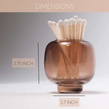 Glass Match Cloche - Matches Included | Cloche Match Holder with Striker | Matches in a Jar | 60 Matches for Candles (60 White Decorative Matches)