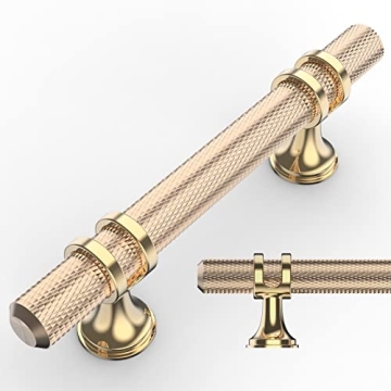Luxurious Amerdeco Knurled Gold Cabinet Pulls 10 Pack