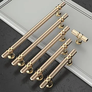 Luxurious Amerdeco Knurled Gold Cabinet Pulls 10 Pack