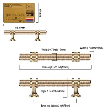Luxurious Amerdeco Knurled Gold Cabinet Pulls 10 Pack