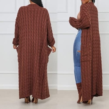 DIVOSEKY Stylish Cable Knit Plus Size Yellow Cardigan