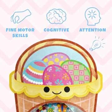 BIZYBOO Easter Egg Busy Bag Scavenger Hunt - Hidden Object Search Sensory Matching Game for Kids 2 and Up (Easter Egg Basket)