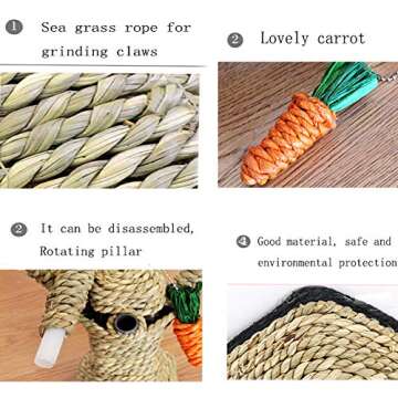 Hamiledyi Pet Bunny Fun Tree Rabbit Chew Toy Rattan Grass Scratcher Climbing Tree Play Carrot Toy for Rabbit Bunny Guinea Pig Squirrels Parrots Cat and Other Small Animals
