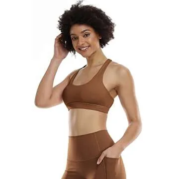 icyzone Padded Strappy Sports Bra for Active Women