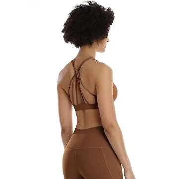 icyzone Padded Strappy Sports Bra for Active Women