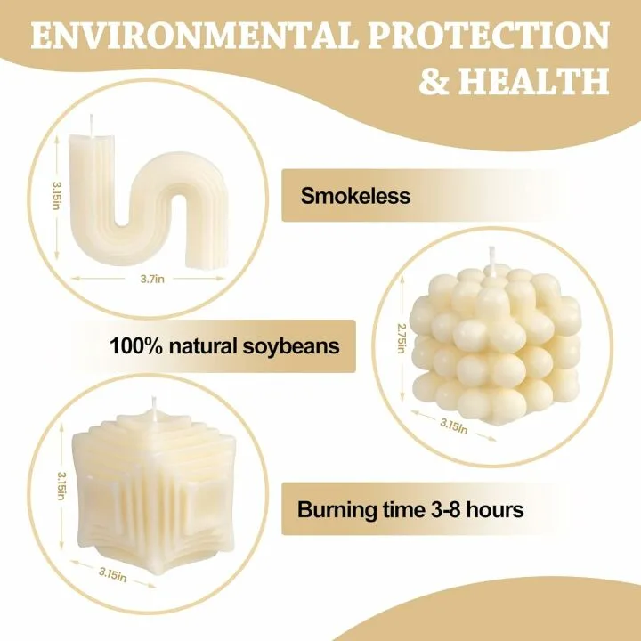 Decorative Handmade Scented Candles - 3 Pcs Set