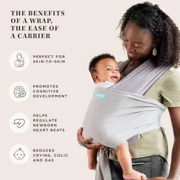 Moby Baby Wrap Carrier Easy-Wrap for Newborns to Toddlers (8-33lbs), Infant Sling Carrier, Lightweight & Hands Free Design for Mom and Dad, Adjustable for All Body Types (Smoked Pearl)