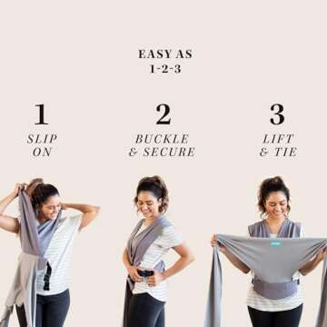 Moby Baby Wrap Carrier Easy-Wrap for Newborns to Toddlers (8-33lbs), Infant Sling Carrier, Lightweight & Hands Free Design for Mom and Dad, Adjustable for All Body Types (Smoked Pearl)