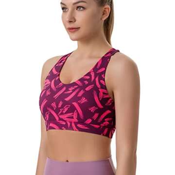 RUNNING GIRL Sports Bra for Women, Criss-Cross Back Padded Strappy Sports Bras Medium Support Yoga Bra with Removable Cups (WX2353D-Freedom Red, S)