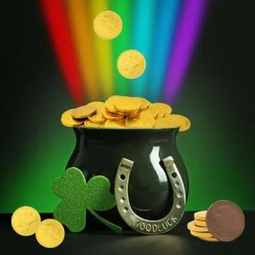 St. Patrick's Day 25 Chocolate Coins Gold Shamrock Coins Foils, Belgian Milk Chocolate Clover Coins Bag Nut-Free (25-Pack)