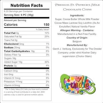 St. Patrick's Day 25 Chocolate Coins Gold Shamrock Coins Foils, Belgian Milk Chocolate Clover Coins Bag Nut-Free (25-Pack)