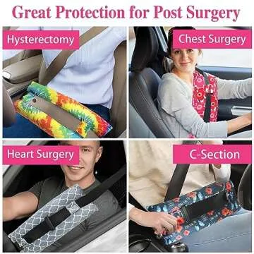 Mastectomy Pillow Hysterectomy Pillows C Section Recovery Must Haves Essentials Products Seat Belt Cushion Post Surgery Gifts for Women Breast Pillow Cushion with Insert Ice Pockets