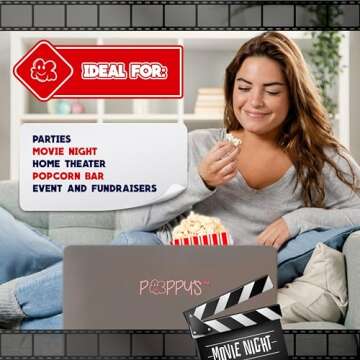 Poppy's Paper Popcorn Bags - 200 1oz Concession-Grade Bags, Popcorn Machine Accessories for Popcorn Bars, Movie Nights, Concessions
