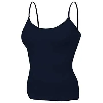 Emmalise Women's Basic Short Camisole Adjustable Strap Layering Cami Tank Top (3Pk Blk, Navy, Hgray,...