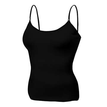 Emmalise Women's Basic Short Camisole Adjustable Strap Layering Cami Tank Top (3Pk Blk, Navy, Hgray, Small)