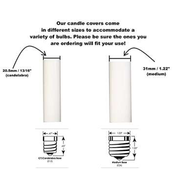 Creative Hobbies® 3" White Plastic Candle Covers Sleeves Chandelier Socket Covers ~ 3 Inch Candelabra Base | Set of 12