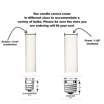 Creative Hobbies® 3" White Plastic Candle Covers Sleeves Chandelier Socket Covers ~ 3 Inch Candelabra Base | Set of 12