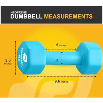 Fitness Alley Neoprene Coated 10lb Workout Dumbbells set of 2 – Anti Roll, Non Slip with Smooth Grip Fitness & Exercise Dumbbells – Hexagon Shaped Hand Weights for Women & Men – Best Choice for Gyms &
