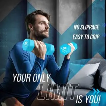 Fitness Alley Neoprene Coated 10lb Workout Dumbbells set of 2 – Anti Roll, Non Slip with Smooth Grip Fitness & Exercise Dumbbells – Hexagon Shaped Hand Weights for Women & Men – Best Choice for Gyms &