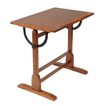 Studio Designs Vintage Wood Drafting Table in Rustic Oak - Adjustable Top