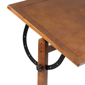 Studio Designs Vintage Wood Drafting Table in Rustic Oak - Adjustable Top