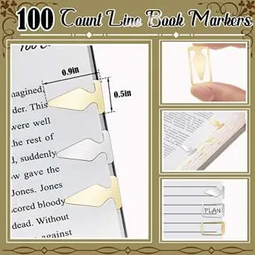 Book Line Markers 100 Count Tin Mixed Metals Bookmarkers Book Page Markers Arrow Bookmarks Gold Silv...