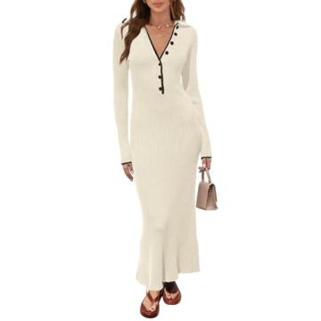 Chic MEROKEETY Long Sleeve Sweater Dress for All Occasions