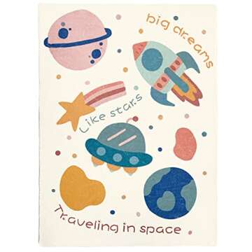 ABREEZE Play Mat, Faux Wool Kids Play Area Rugs 4' x 5.3' Kids Nursery Door Mat Soft Plush Non-Slip Childrens Carpet for Bedroom Living Room Kids Playroom，Space