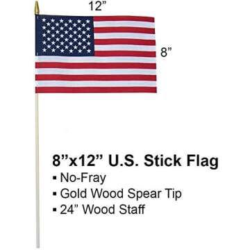 Vibrant 12-Pack USA Stick Flags - Durable & Made in USA