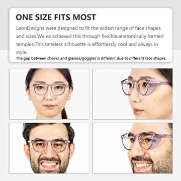 LeonDesigns Stylish Round Safety Glasses Anti-Fog Women | Fashion Eye Protection Blue Light Blocking Glasses with Side Shields | Lab Clear Protection Goggles (Lilac)