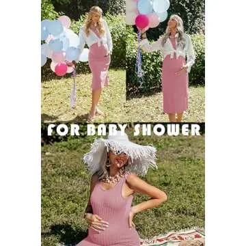 Ekouaer Rib Knit Maternity Dress for Baby Showers and Casual Wear