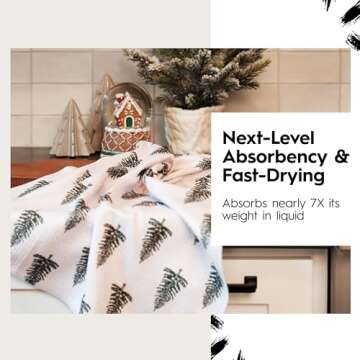 Geometry Christmas Kitchen Towels - Quick Dry Microfiber Cloth Dish Towels for Kitchen Drying - Prem...