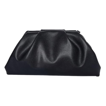 Huralona Dressy Pleated Evening Clutch Chic Soft Vegan Leather Purse Bag Pleated PU Ruched Handbag A...